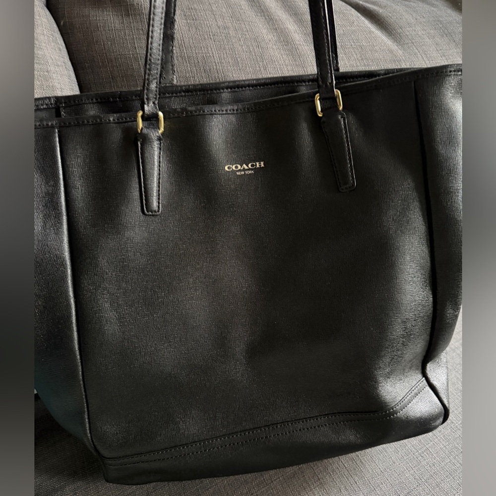 Coach Black Leather Tote Bag